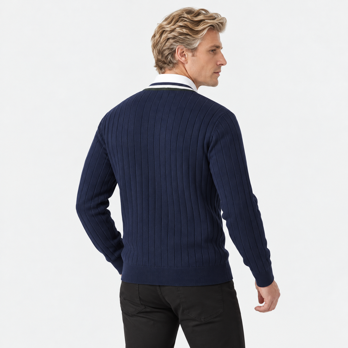 Old Ashworth | Men's Cotton Cardigan – Button-Up Office Wear