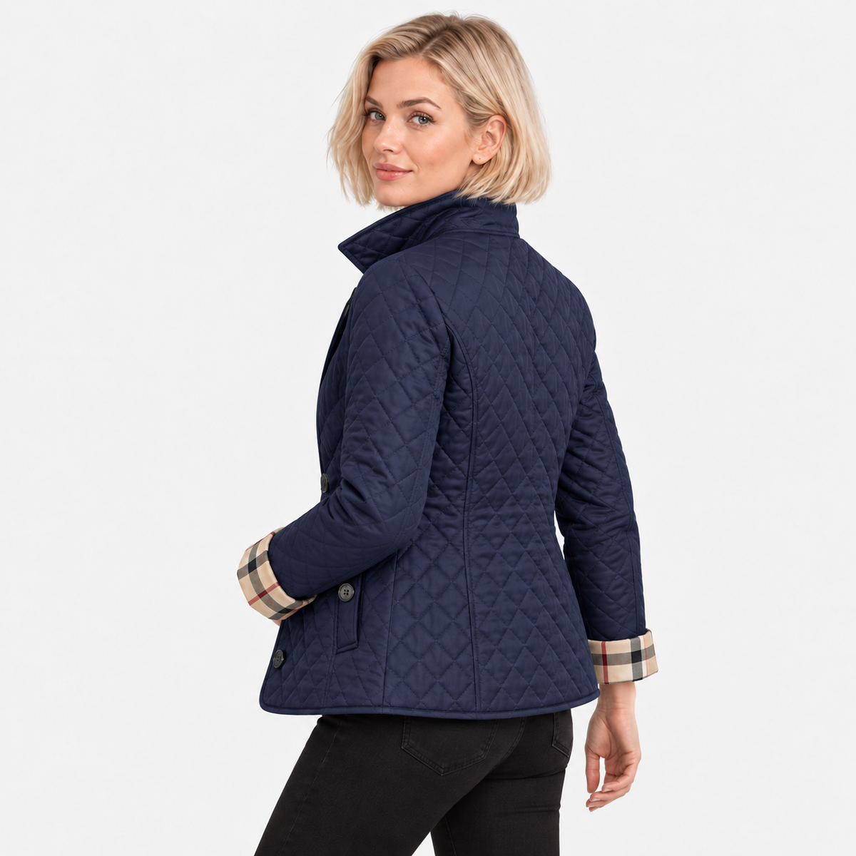 Old Ashworth | Women's Quilted Jacket – Lightweight Contrast Cuffs