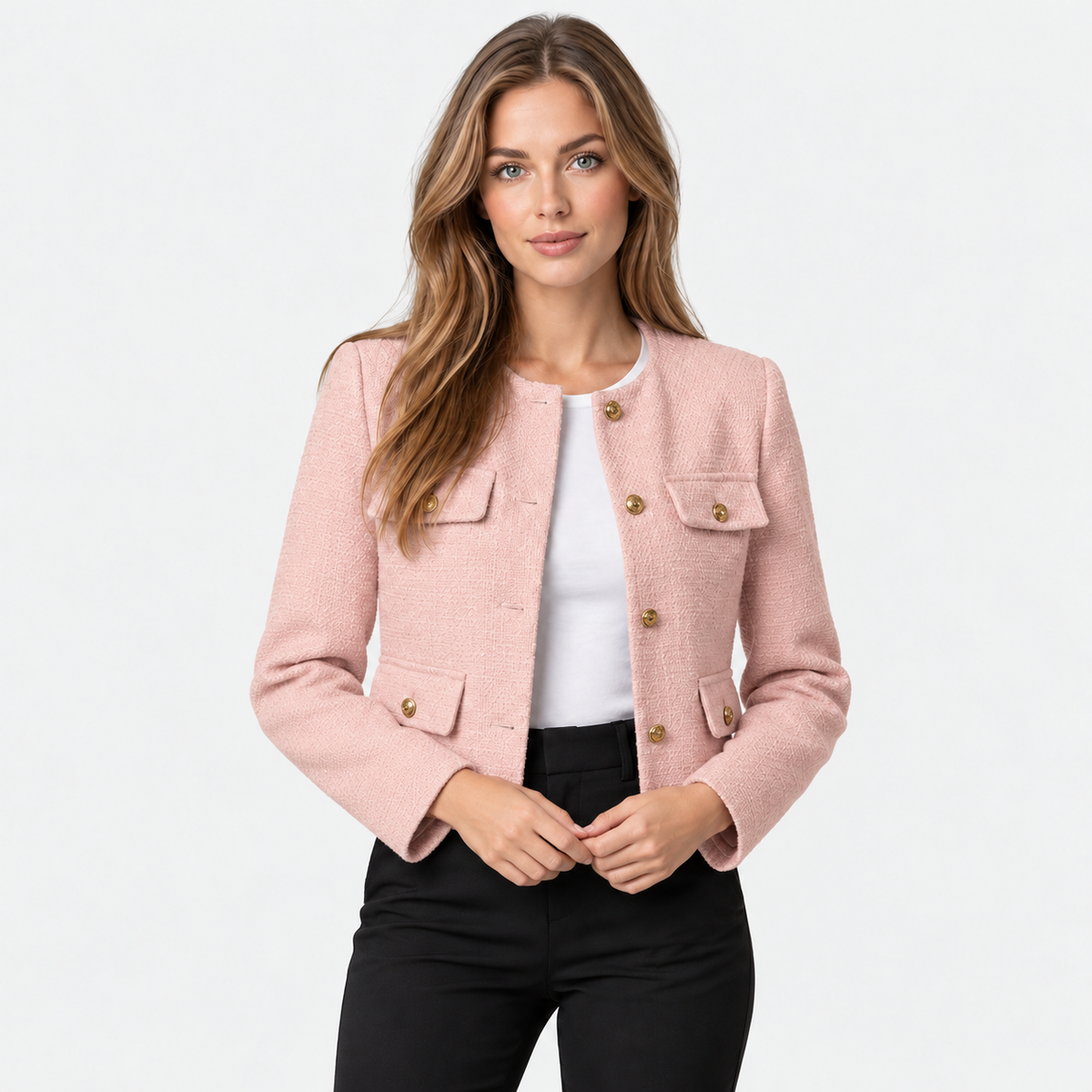 Old Ashworth | Women's Blazer – Cropped Tweed Smart Casual