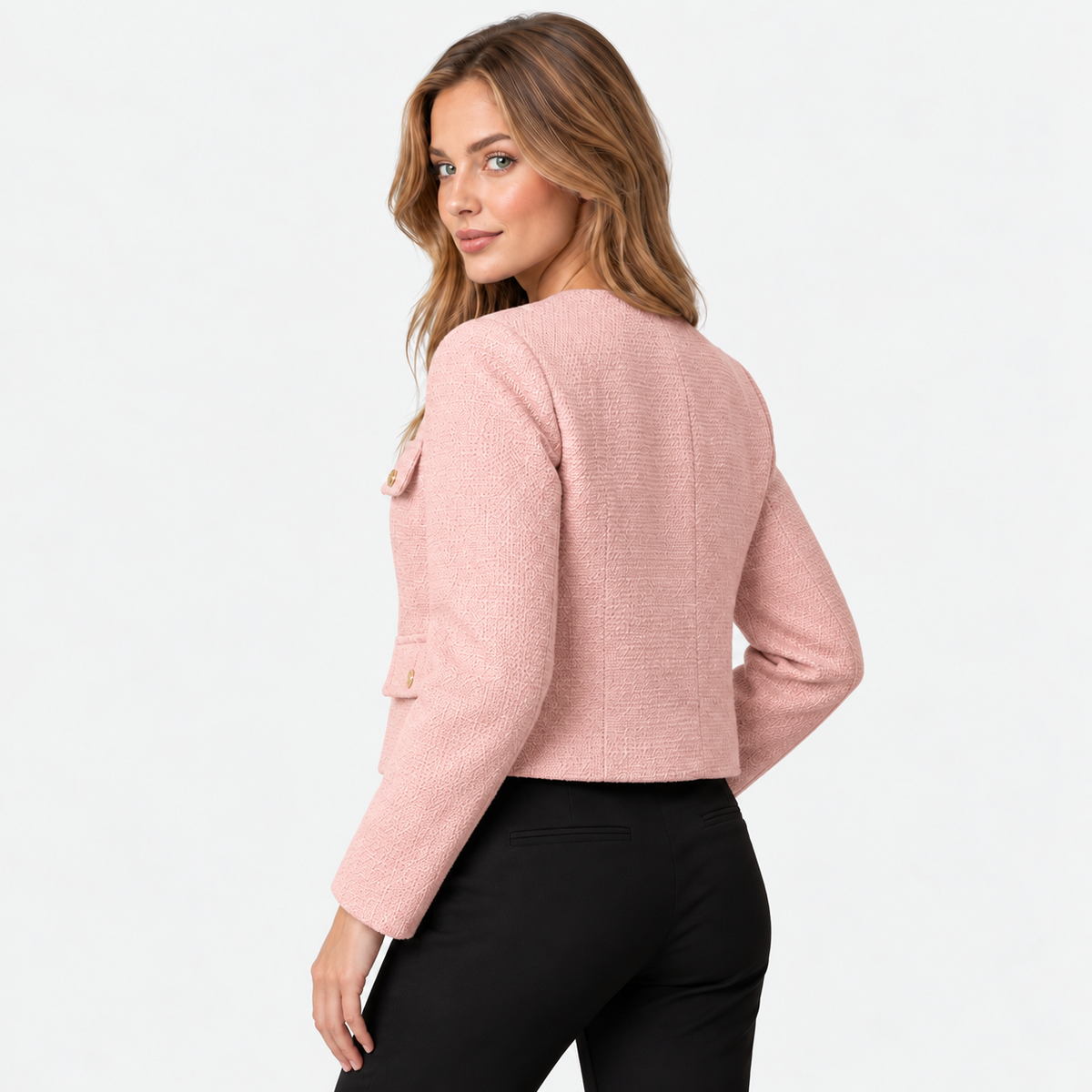 Old Ashworth | Women's Blazer – Cropped Tweed Smart Casual