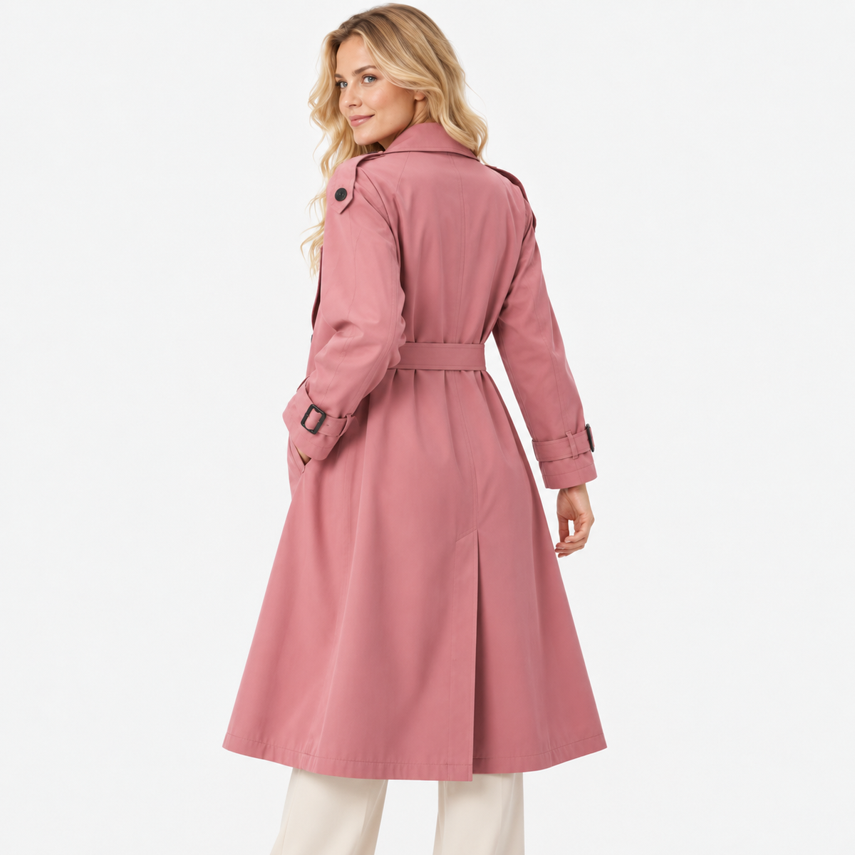 Old Ashworth  | Women's Double Breasted Belted Trench Coat Classic Outerwear