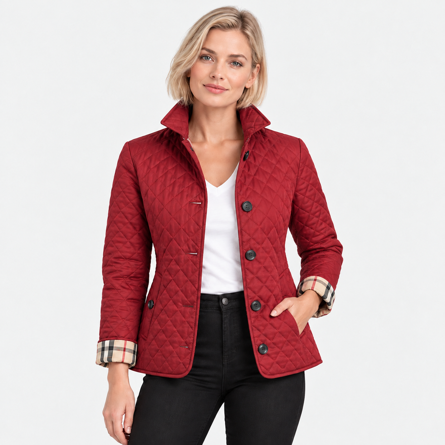 Old Ashworth | Women's Quilted Jacket – Lightweight Contrast Cuffs