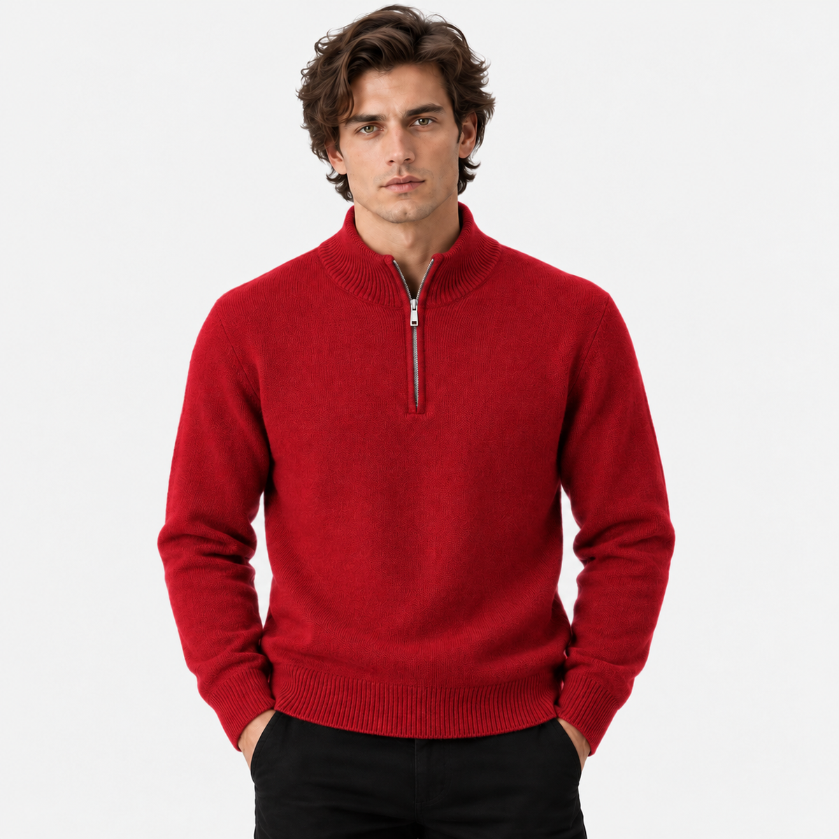 Old Ashworth | Men's Jumper – Cashmere Quarter-Zip High Collar