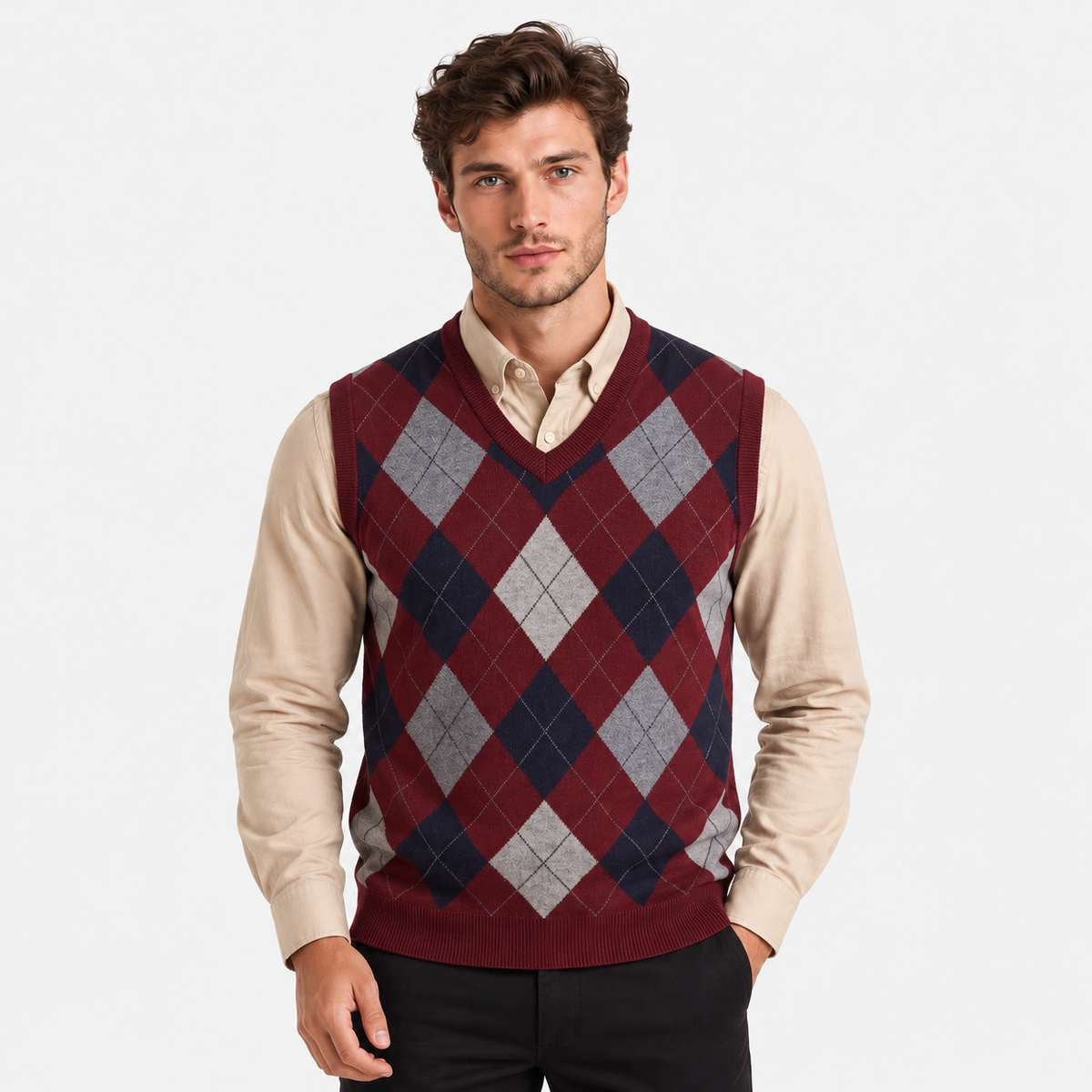 Old Ashworth | Men's Jumper Vest – V-Neck for Shirt Layering