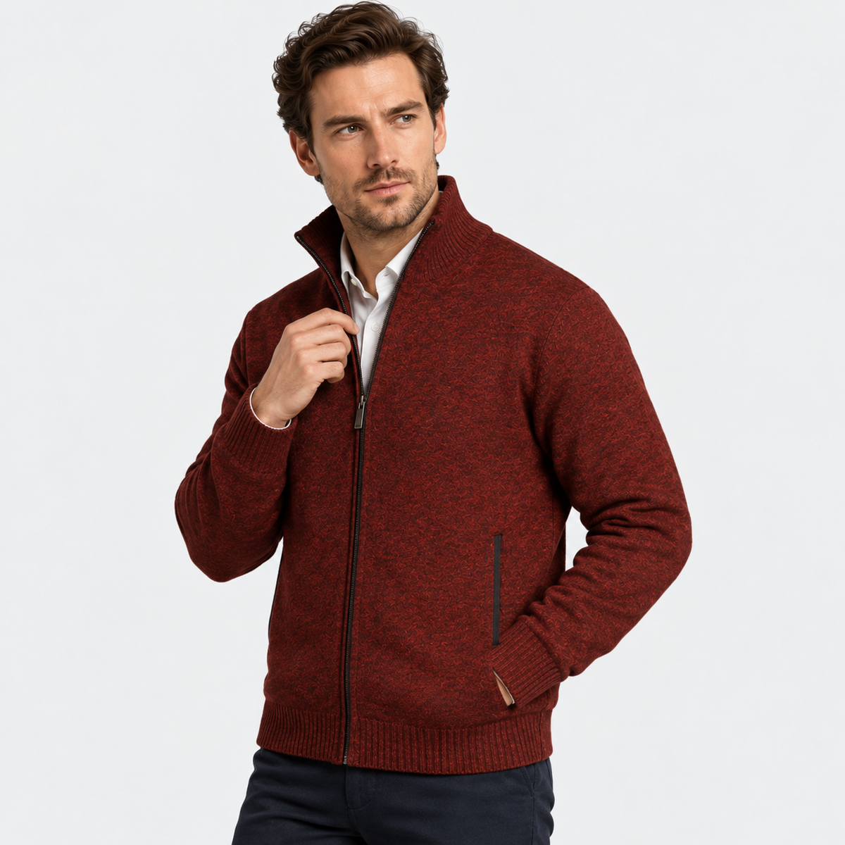 Old Ashworth | Men’s Knitted Zip Jacket for Smart Casual Wear