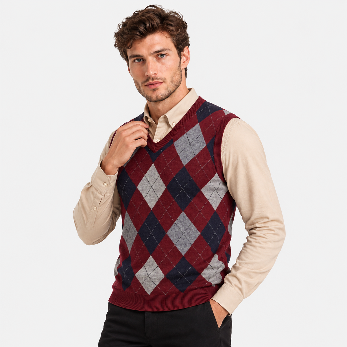 Old Ashworth | Men's Jumper Vest – V-Neck for Shirt Layering