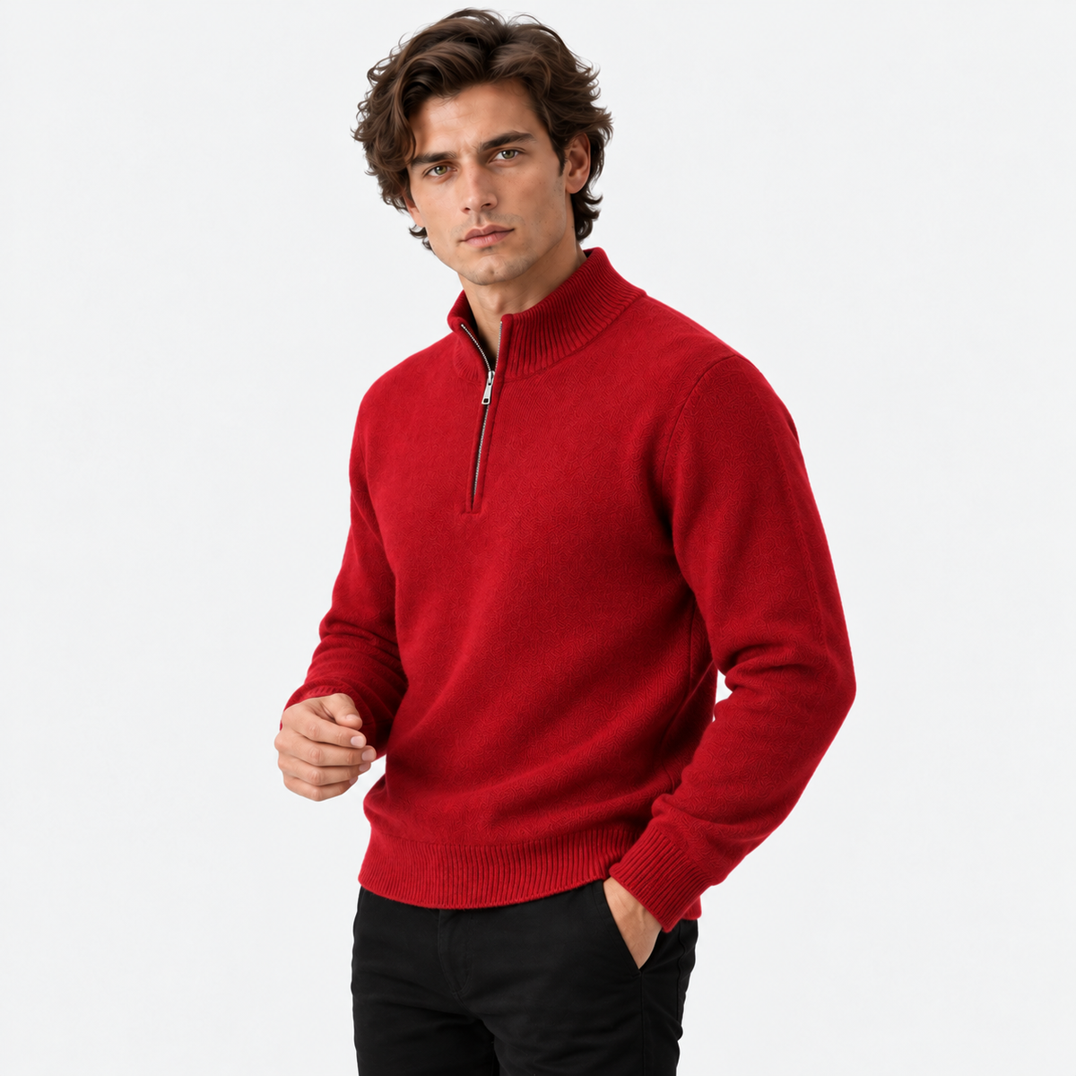 Old Ashworth | Men's Jumper – Cashmere Quarter-Zip High Collar