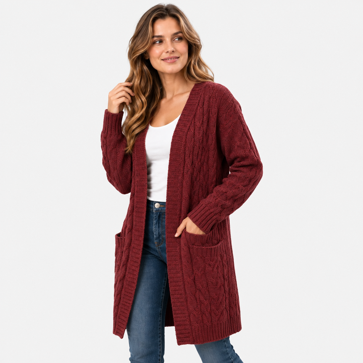 Old Ashworth | Women’s Long Hooded Cardigan for Autumn and Winter