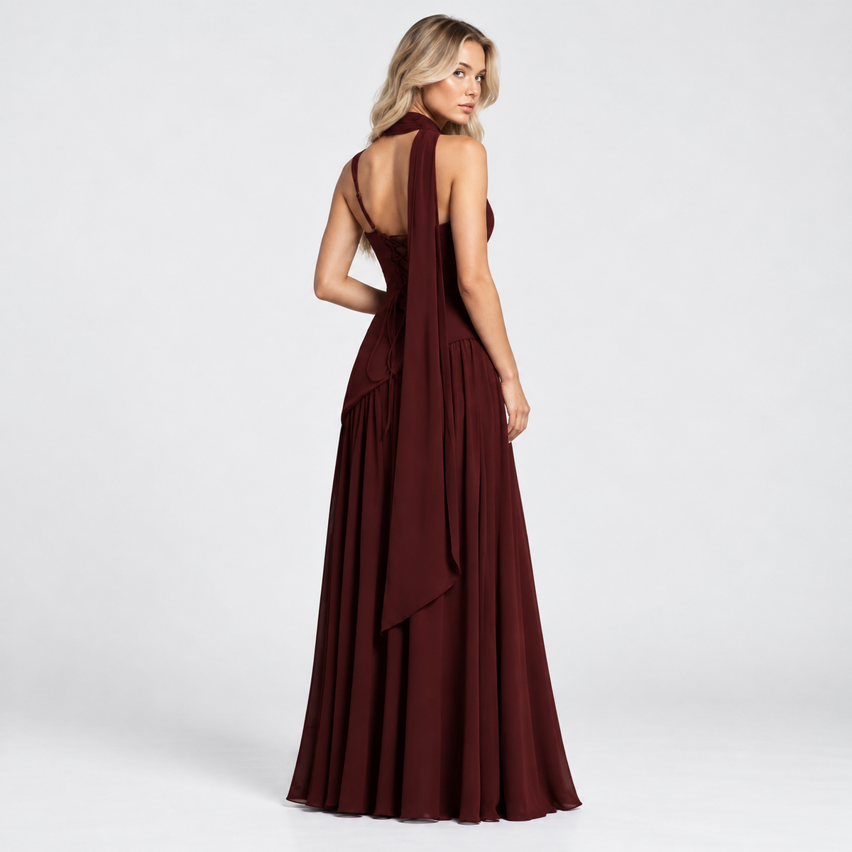 Old Ashworth | Women's Maxi Dress – Draped Satin-Look Evening Wear