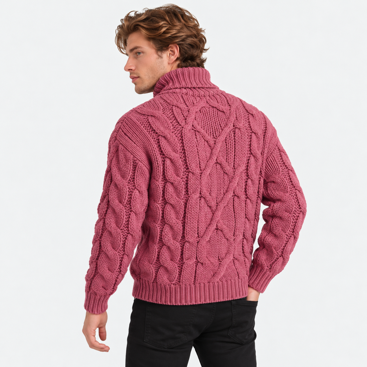 Old Ashworth | Men's Jumper – Cable Knit Roll Neck for Winter