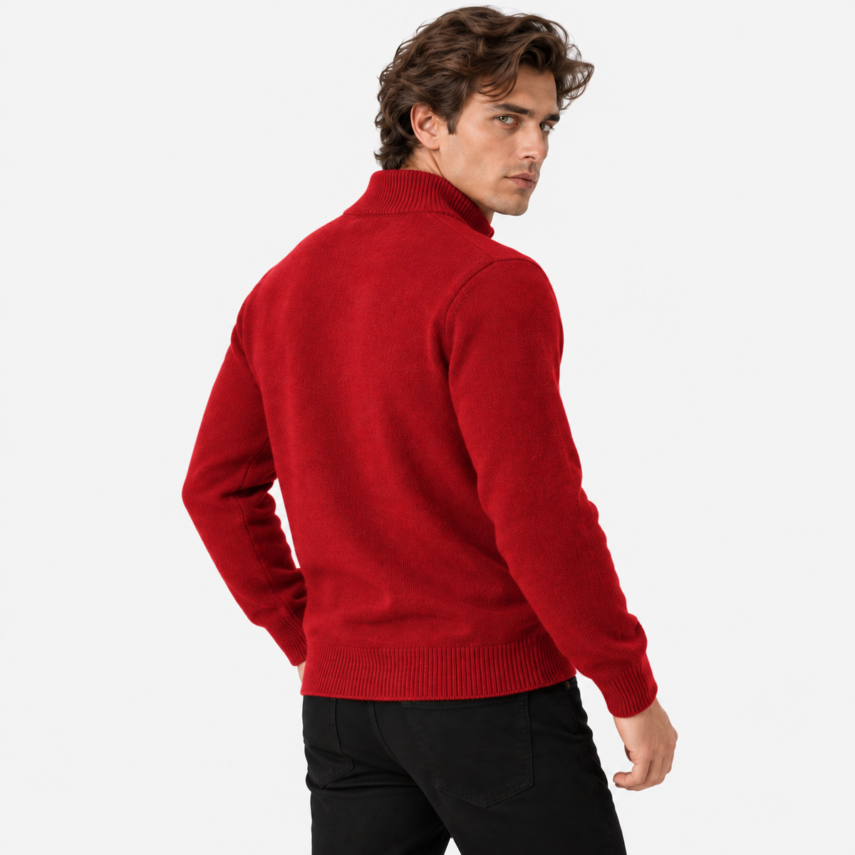 Old Ashworth | Men's Jumper – Cashmere Quarter-Zip High Collar