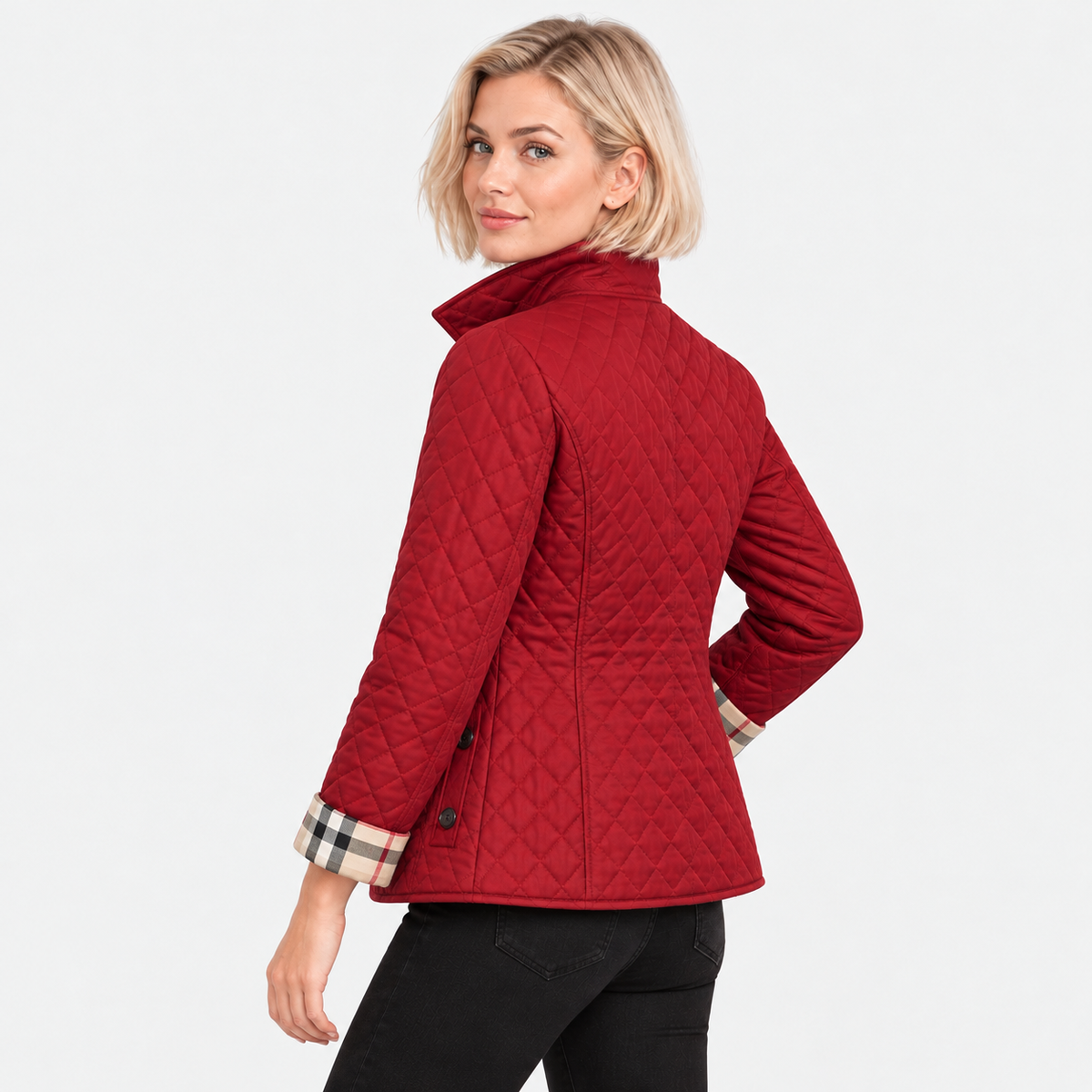 Old Ashworth | Women's Quilted Jacket – Lightweight Contrast Cuffs