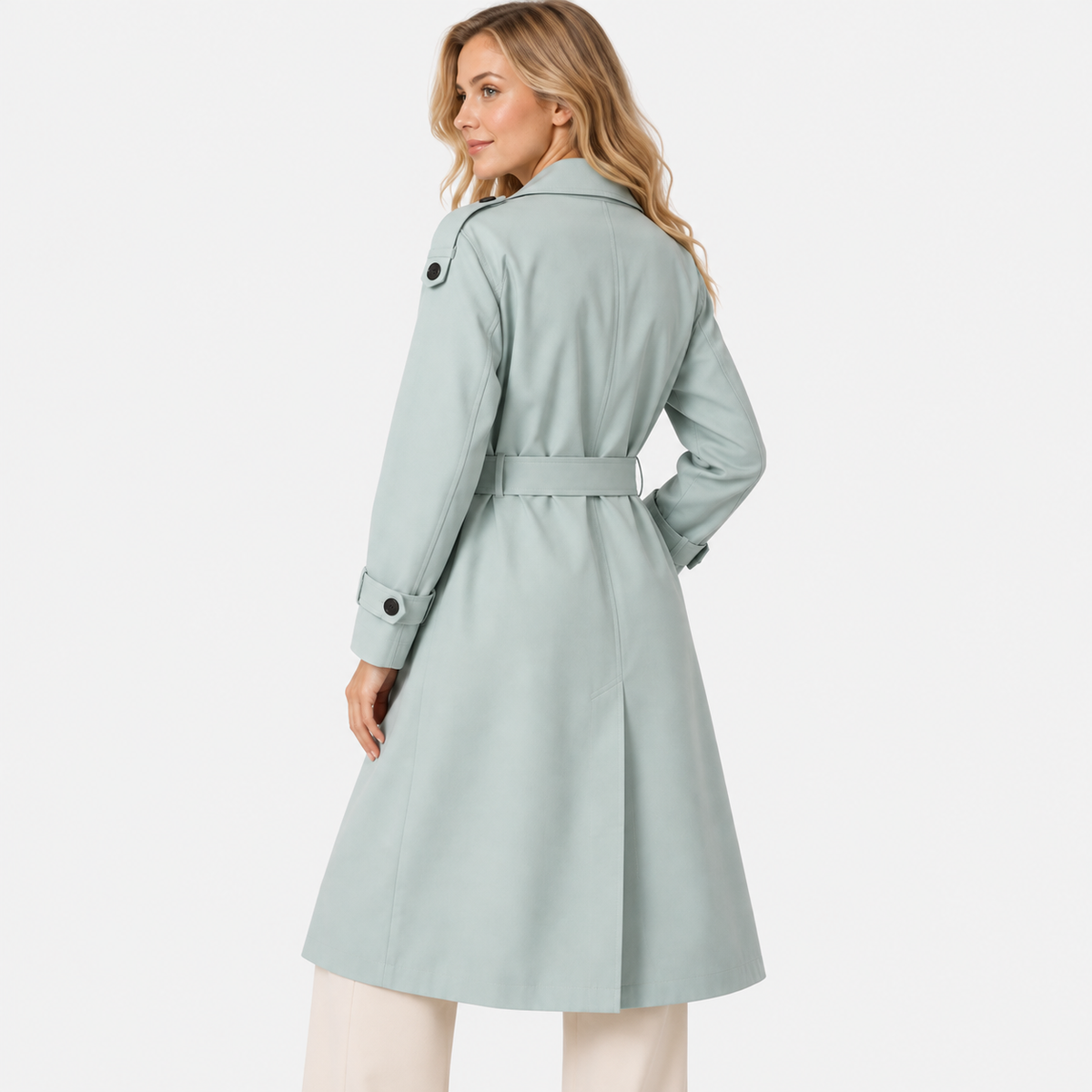 Old Ashworth  | Women's Double Breasted Belted Trench Coat Classic Outerwear