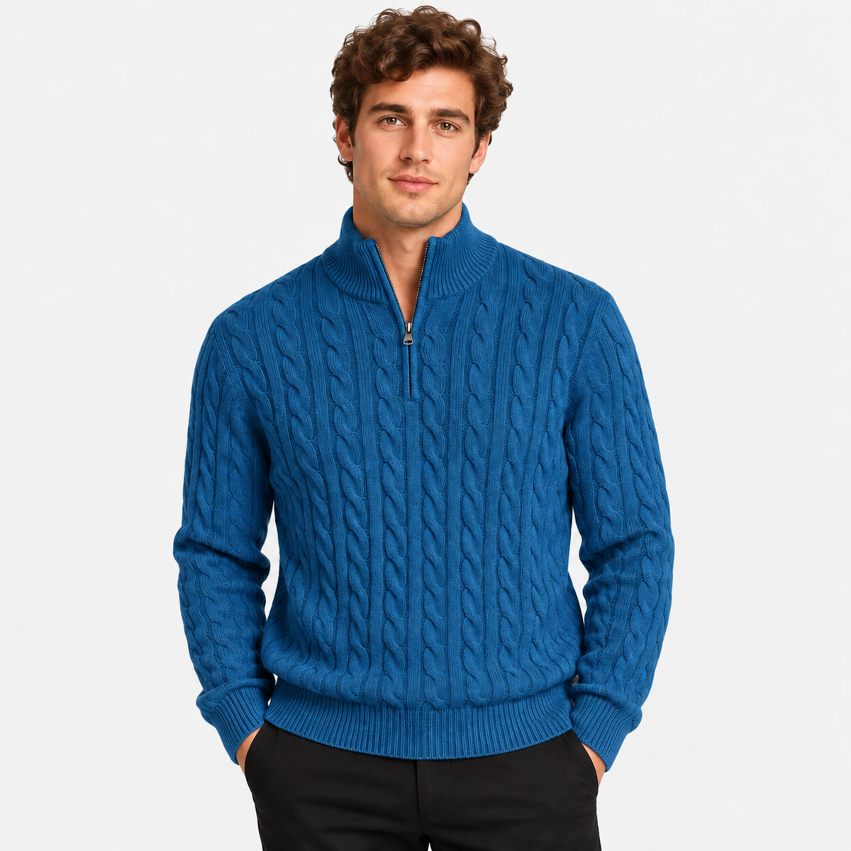 Old Ashworth | Men's Jumper – Cotton Half-Zip Long Sleeve
