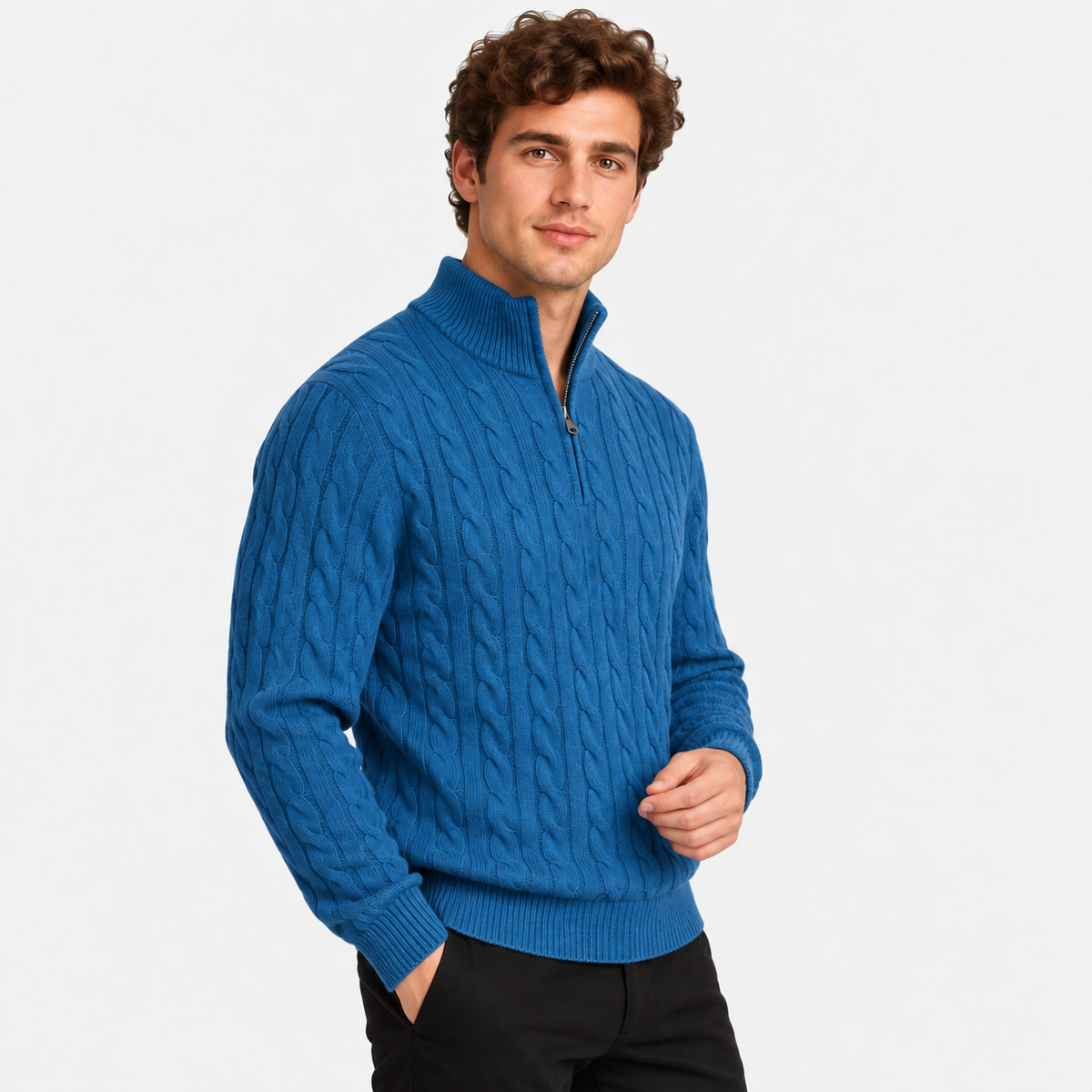Old Ashworth | Men's Jumper – Cotton Half-Zip Long Sleeve