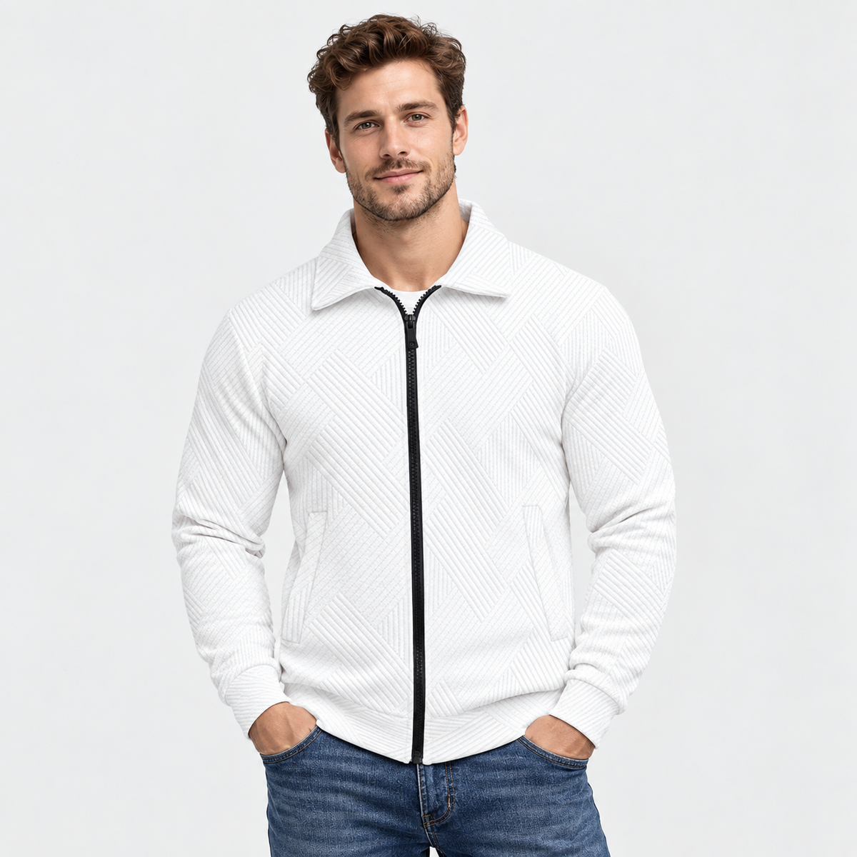 Old Ashworth | Men’s Ribbed Knit Jacket for Smart Casual Wear