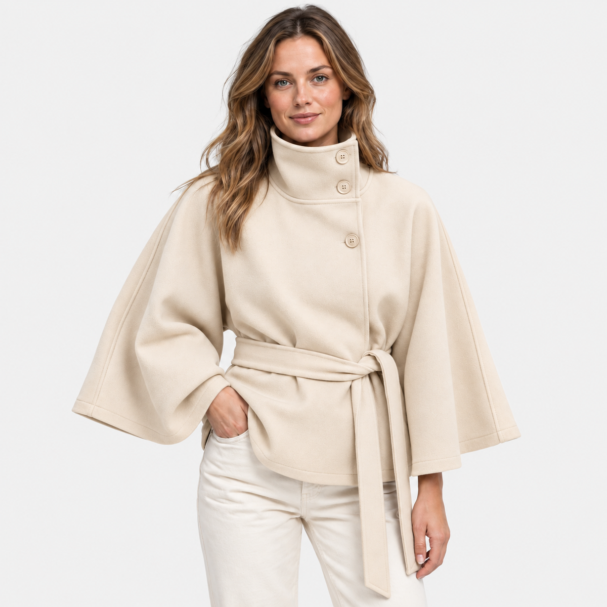 Old Ashworth | Women’s High Collar Cape Coat for Winter