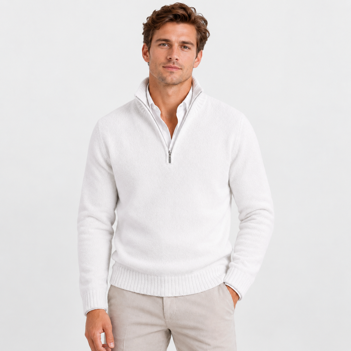 Old Ashworth  | Men's Long Sleeve Half Zip Knit Sweater Casual Pullover
