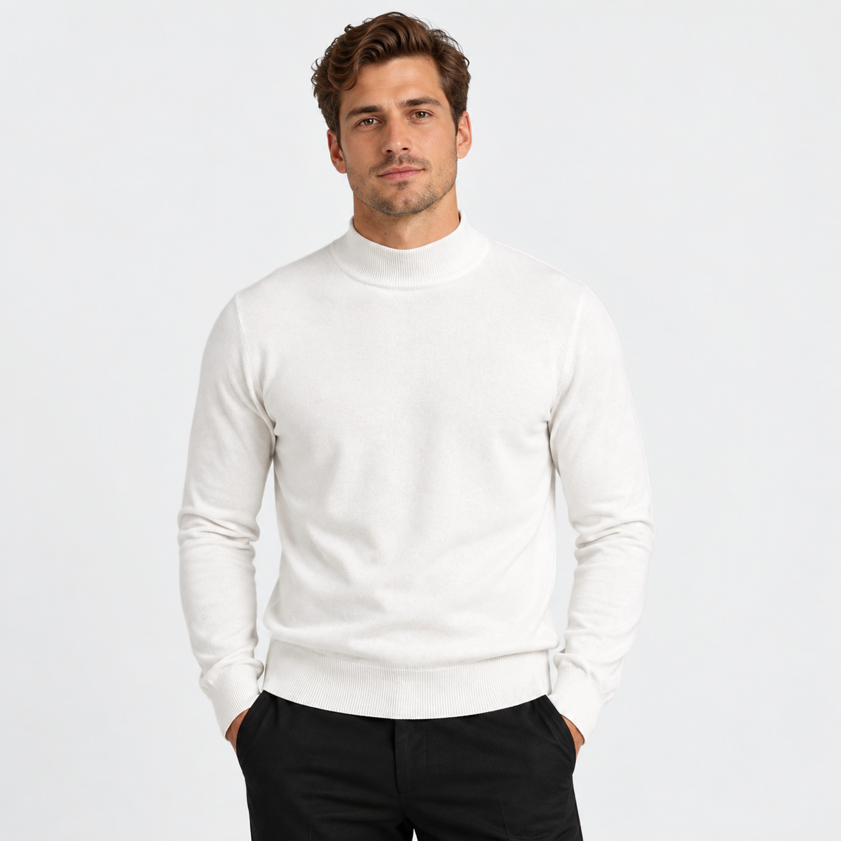 Old Ashworth  | Men's Warm Mock Neck Sweater Slim Fit Winter Knit Pullover