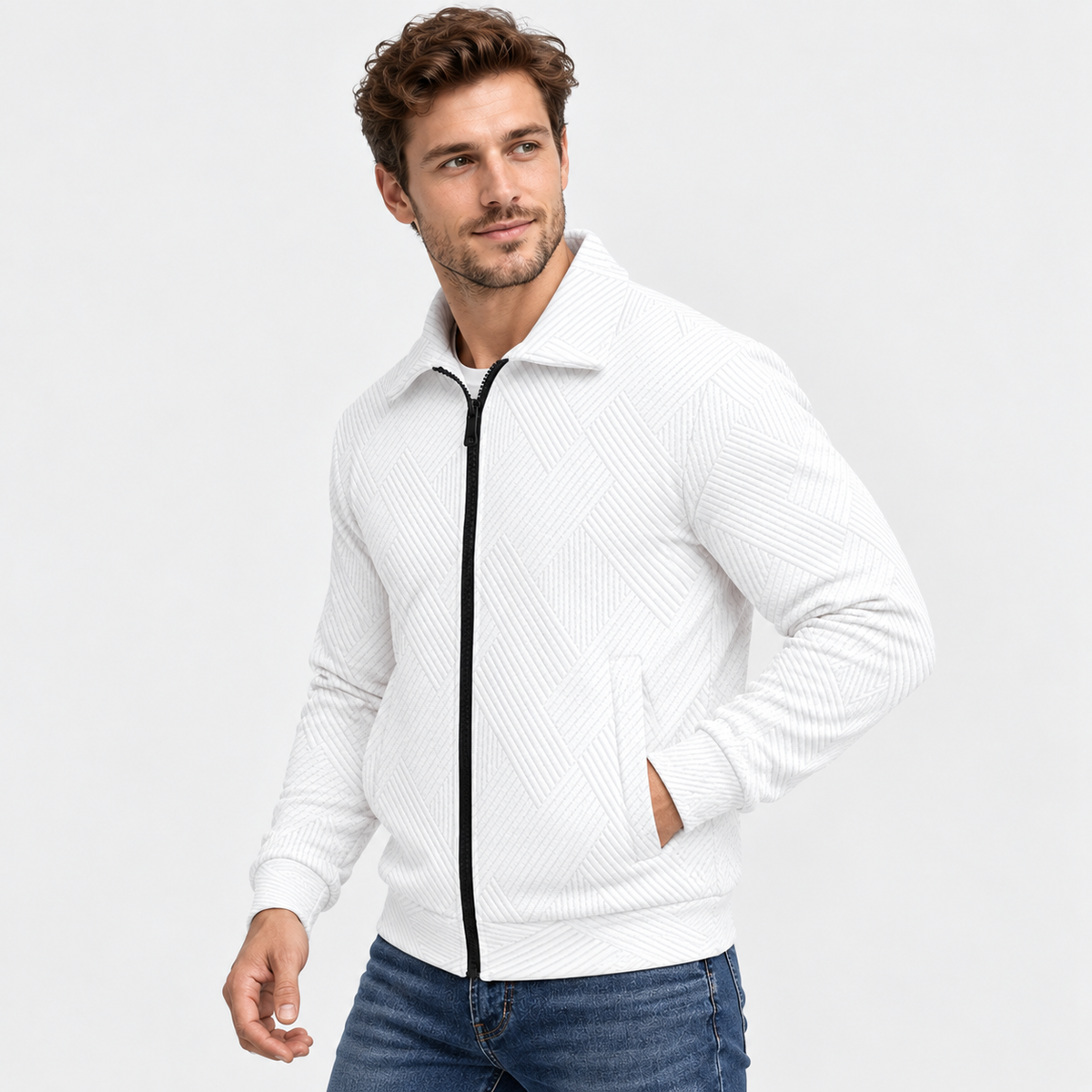 Old Ashworth | Men’s Ribbed Knit Jacket for Smart Casual Wear