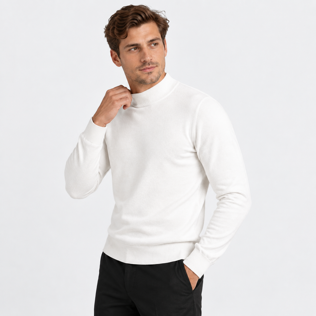 Old Ashworth  | Men's Warm Mock Neck Sweater Slim Fit Winter Knit Pullover
