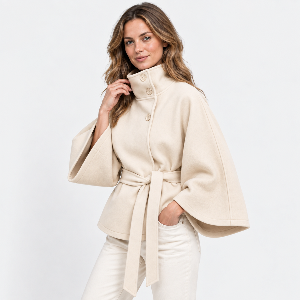 Old Ashworth | Women’s High Collar Cape Coat for Winter