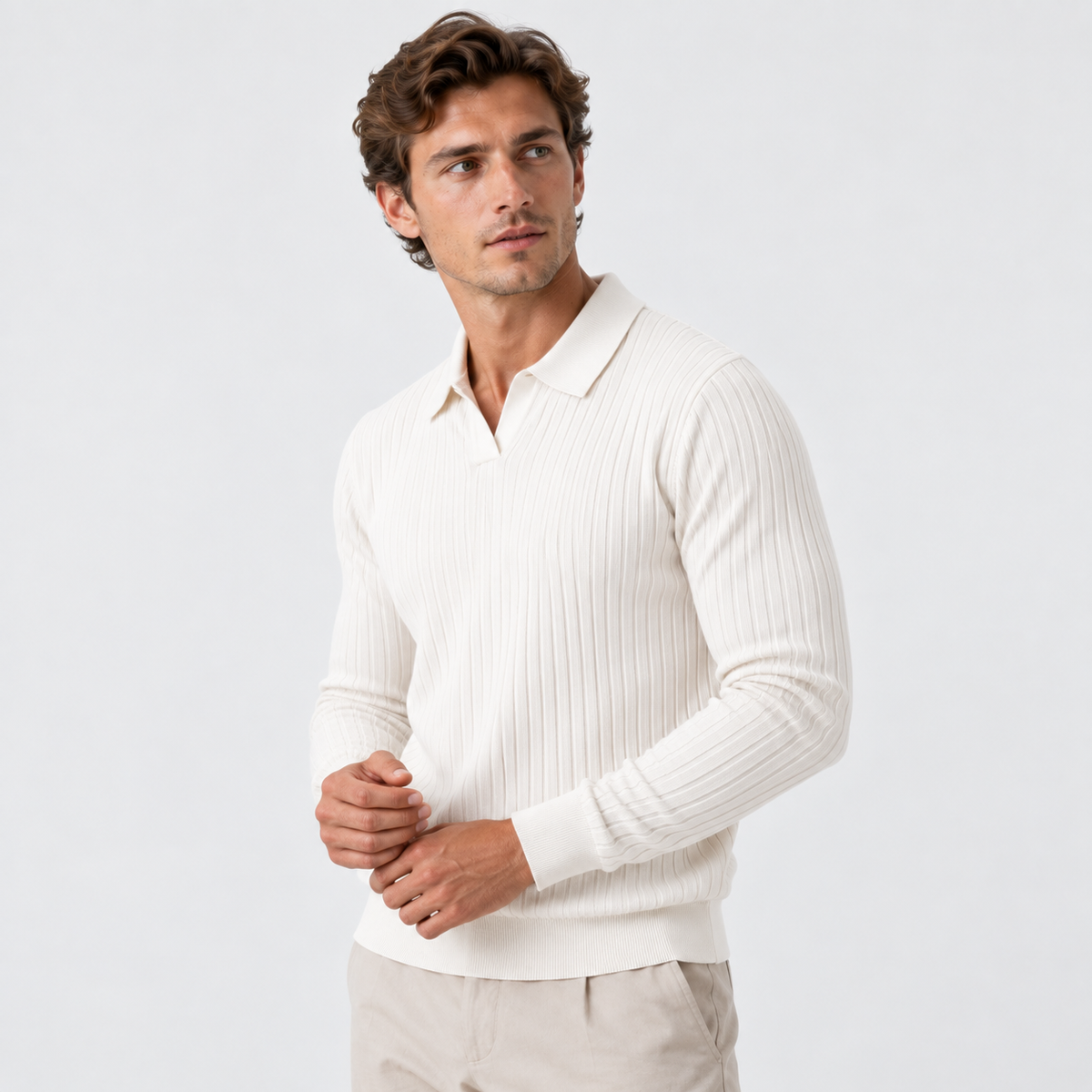 Old Ashworth | Men’s Ribbed Polo Jumper for Smart Casual Wear