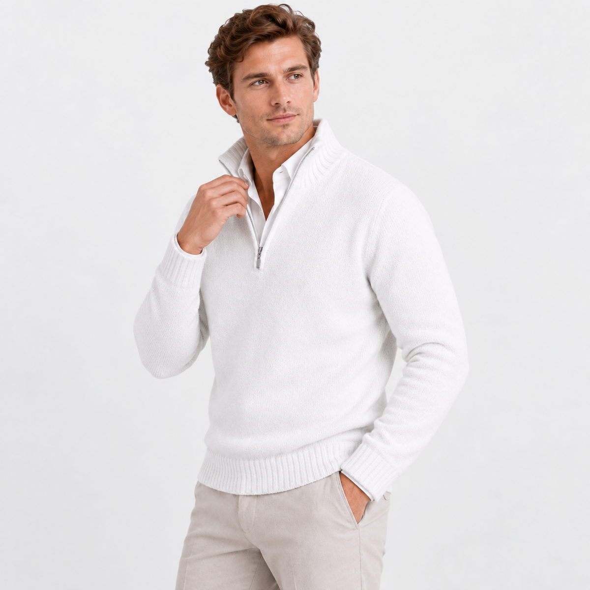 Old Ashworth  | Men's Long Sleeve Half Zip Knit Sweater Casual Pullover