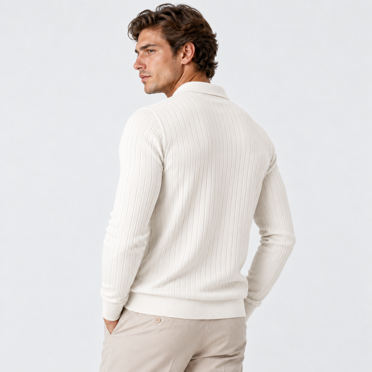 Old Ashworth | Men’s Ribbed Polo Jumper for Smart Casual Wear