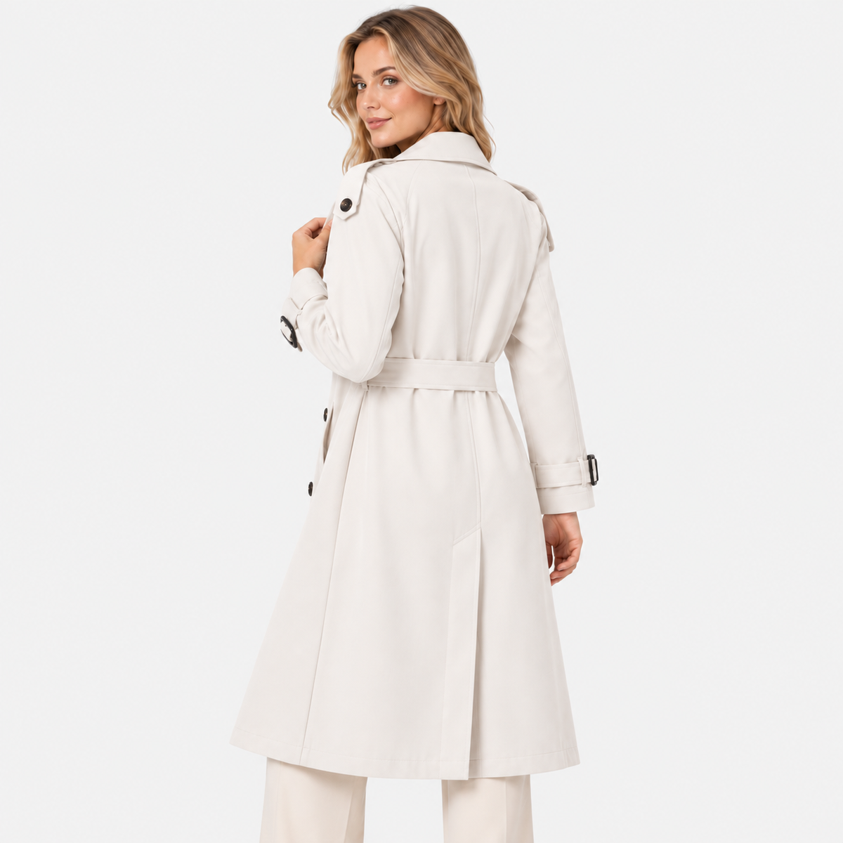 Old Ashworth  | Women's Double Breasted Belted Trench Coat Classic Outerwear