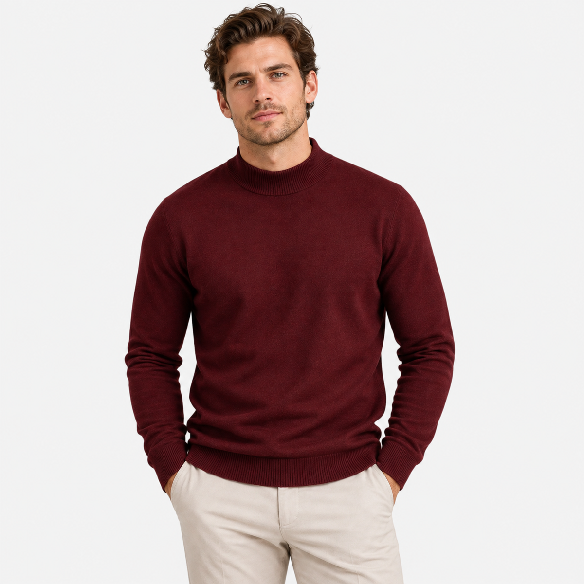 Old Ashworth  | Men's Warm Mock Neck Sweater Slim Fit Winter Knit Pullover