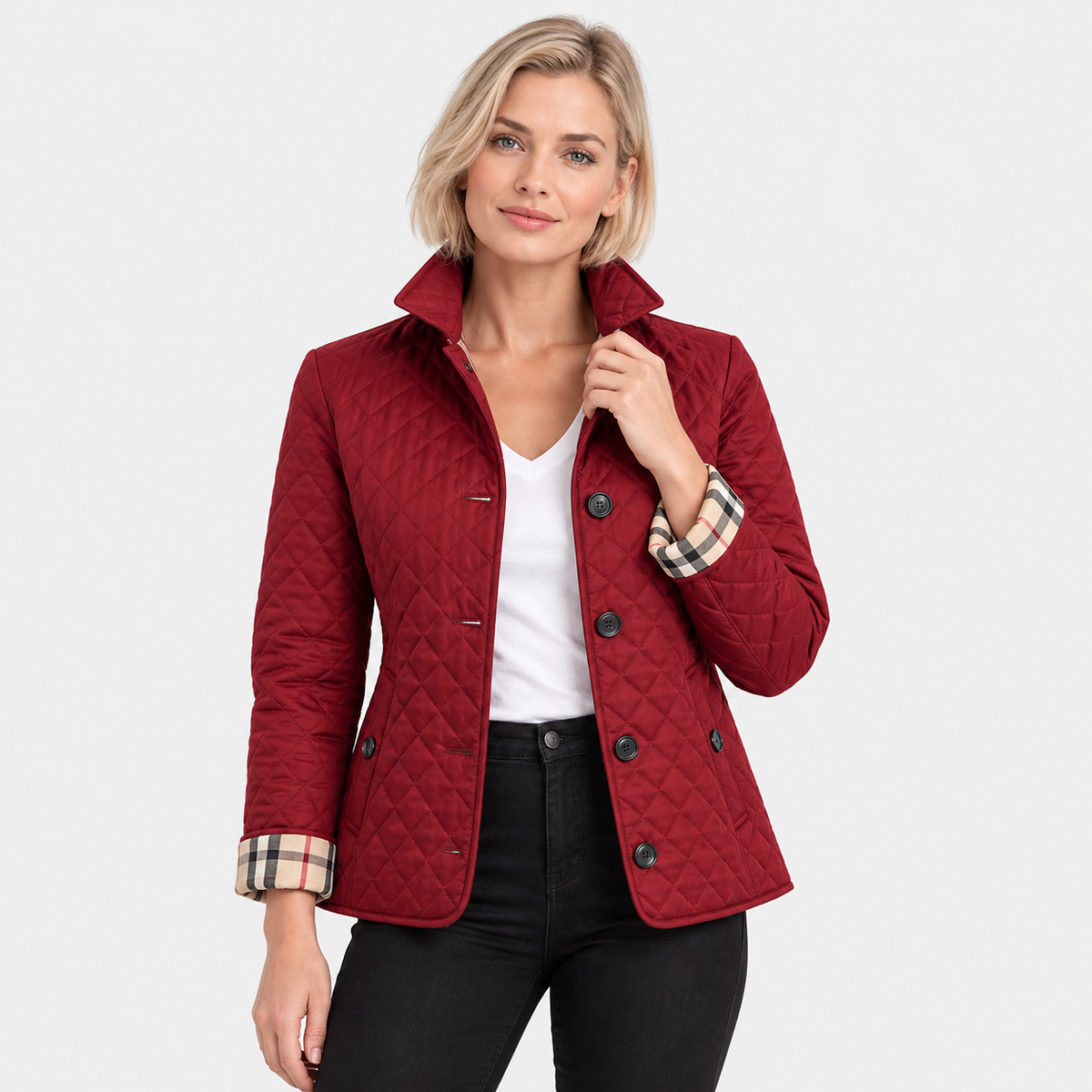 Old Ashworth | Women's Quilted Jacket – Lightweight Contrast Cuffs