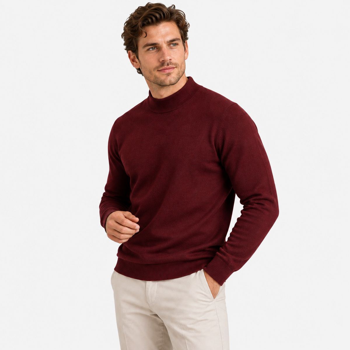 Old Ashworth  | Men's Warm Mock Neck Sweater Slim Fit Winter Knit Pullover