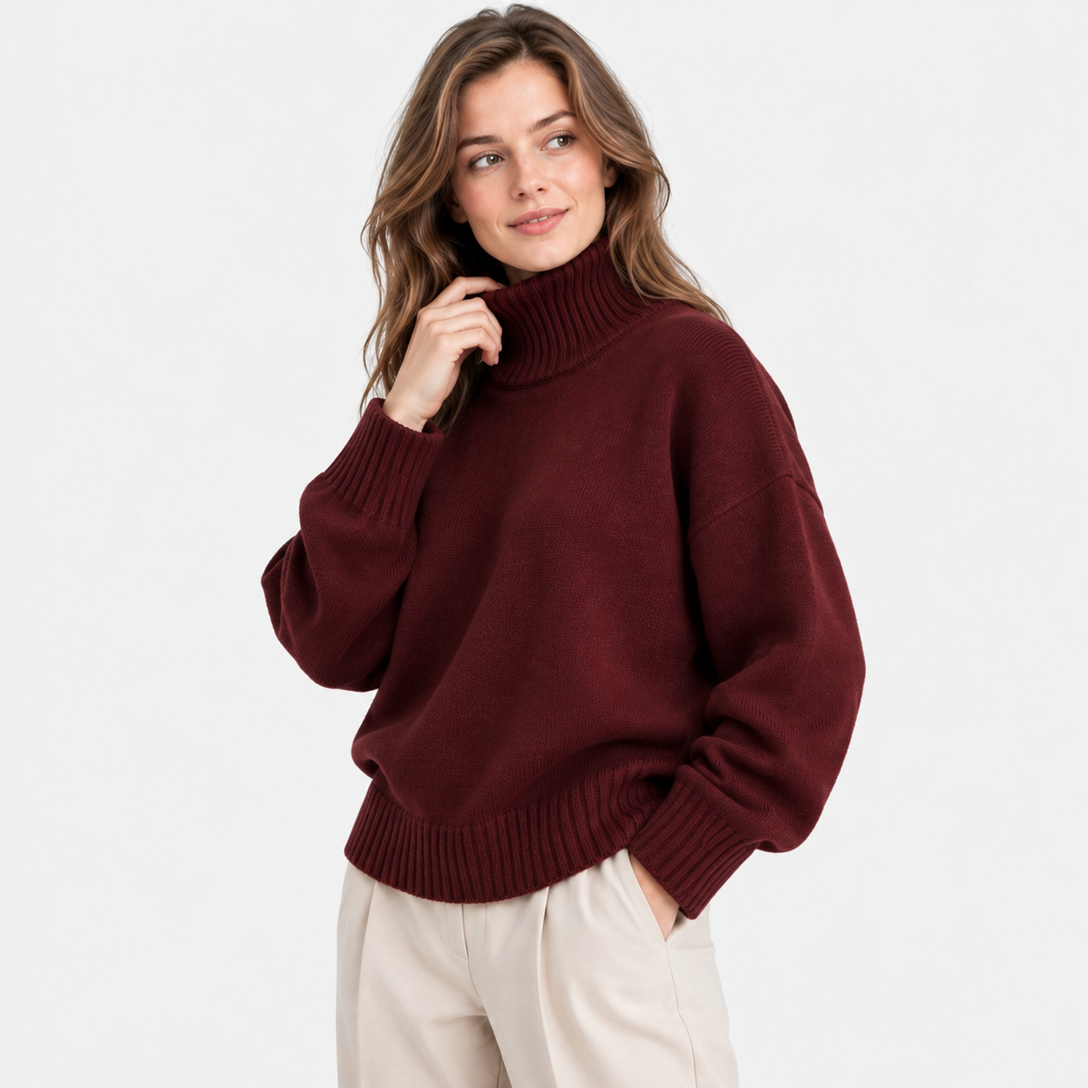 Old Ashworth  | Women's Lightweight Turtleneck Sweater Long Sleeve Knit Top