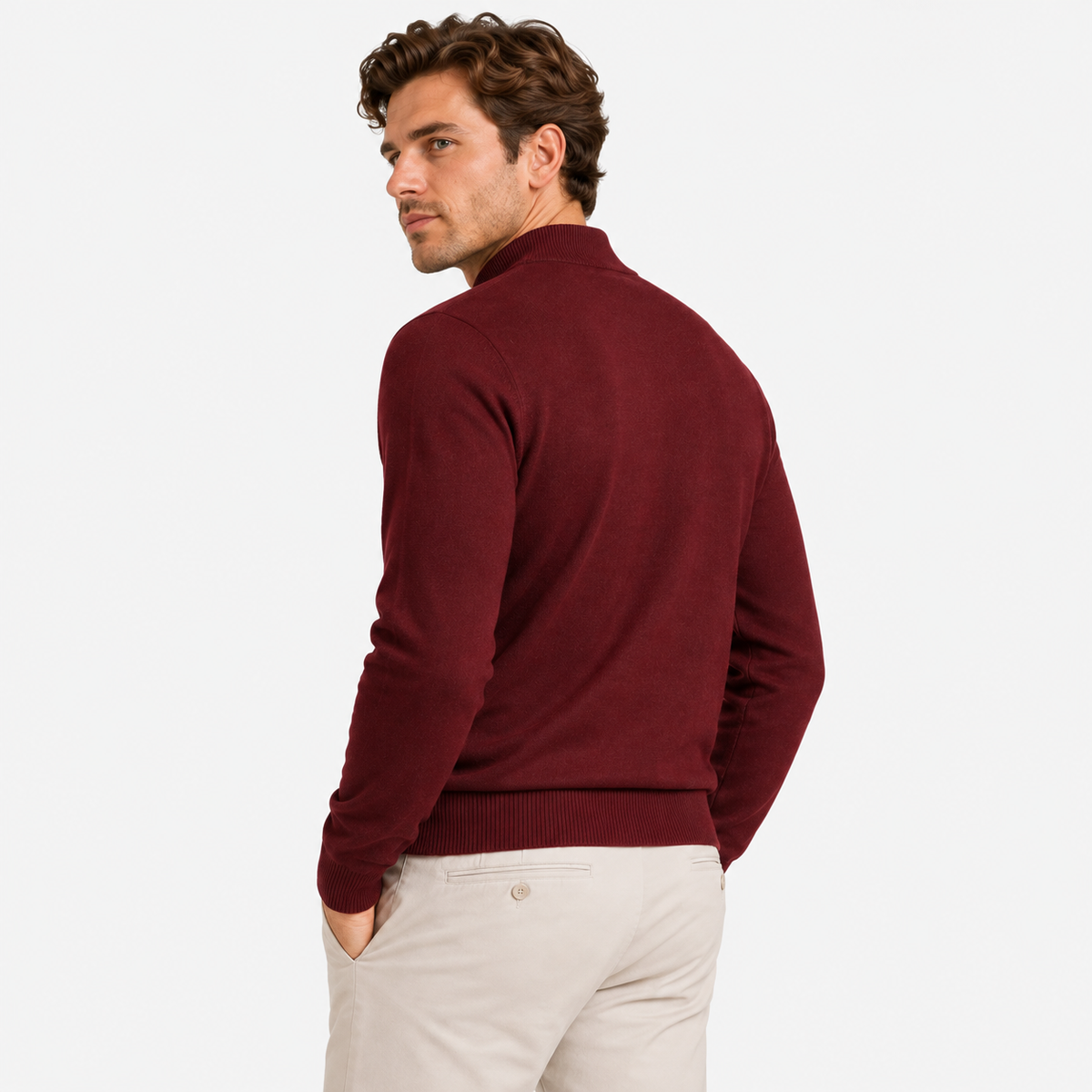 Old Ashworth  | Men's Warm Mock Neck Sweater Slim Fit Winter Knit Pullover