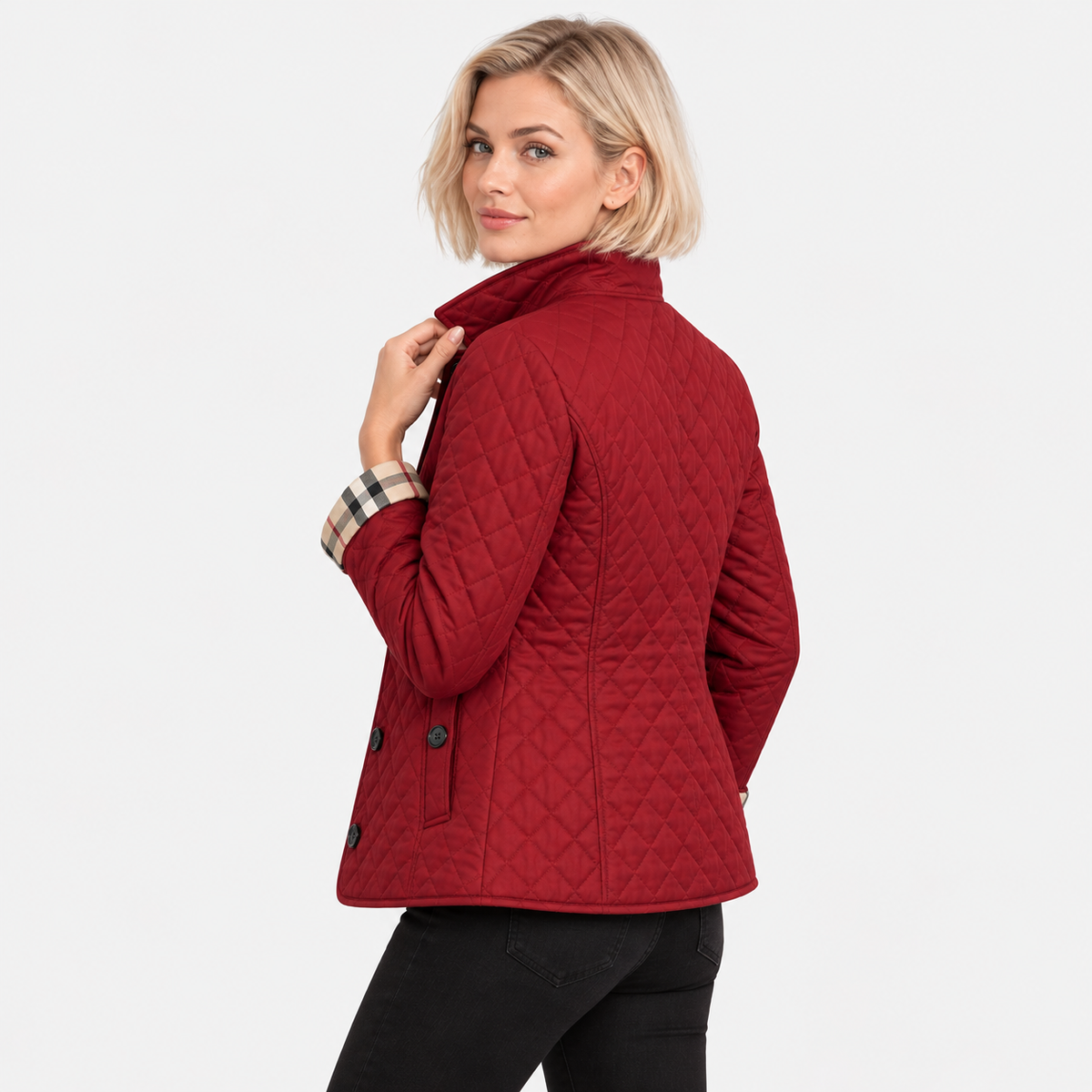 Old Ashworth | Women's Quilted Jacket – Lightweight Contrast Cuffs